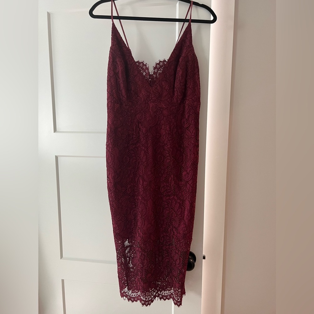 Bardot midi lace dress